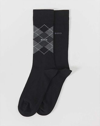 HUGO BOSS 2 Pack Argyle Sock - Black