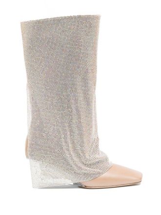 Benedetta Bruzziches Stivali Virginia 95mm con drappeggio di cristalli - Toni neutri