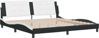 vidaXL Vidaxl - Estructura Cama Con Led Cuero Sint&eacute;tico Negro Blanco 200x200 Cm