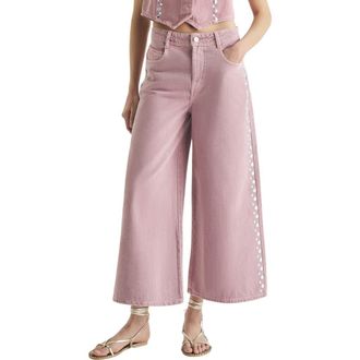 Scalpers Jeans Culotte Studs in Lightpink at Nordstrom, Size 36 Eu