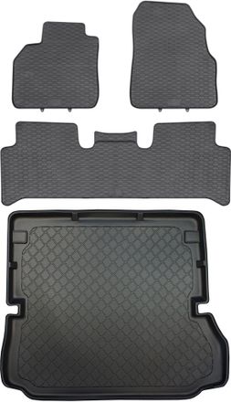 OEM Renault Grand Scenic Iii Van De 04.2009 A 11.2016 Set - Alfombrillas De Goma Para Coche + Alfombrilla Para Maletero