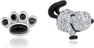 Crislu x Peanuts Snoopy Paw Mismatched Stud Earrings in Pure Platinum /Clear Stone at Nordstrom