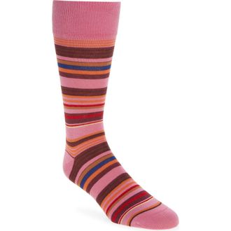 Paul Smith Niam Stripe Cotton Blend Dress Socks in Light/Pastel Pink at Nordstrom