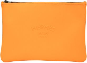 Hermès Orange Polyamide Clutch Bag Pouch (Pre-Owned)