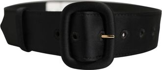 Dolce & Gabbana Cintur&oacute;n Ancho de Tela con Hebilla Ovalada - Accessories - Mujer - Negro - ONE SIZE