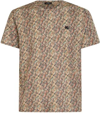 Etro palm tree-print cotton T-shirt - men - Cotton - M - Orange