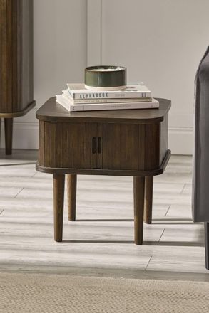 Julian Bowen Arya Side Table with Sliding Door Storage in Dark Brown