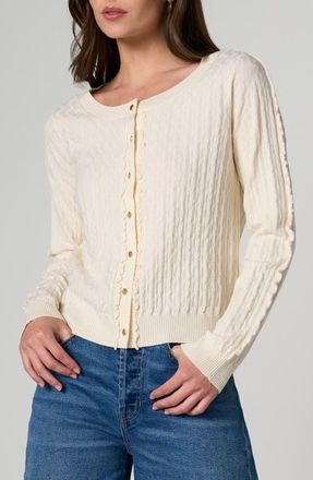 Liverpool L.A. Textured Scoop Neck Cardigan in Cream at Nordstrom, Size X-Large