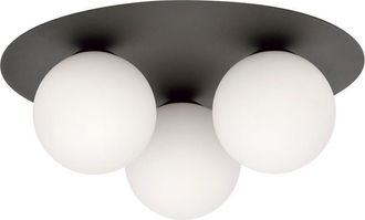 Wonderlamp Plafón de techo de base redondeada con 3 esferas blancas ø43