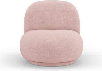 MICADONI Sillón giratorio de tejido bouclé rosa empolvado