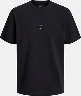 Jack & Jones Jack & Jones Mens Text Graphic Crew Neck Short Sleeve Jersey T-Shirt - Black - Size: 36