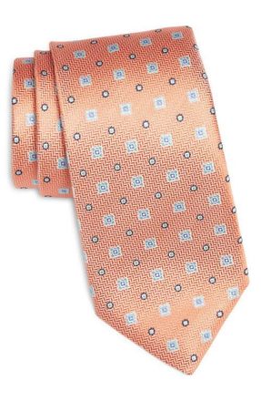 Canali Medallion Silk Tie in Light Orange at Nordstrom