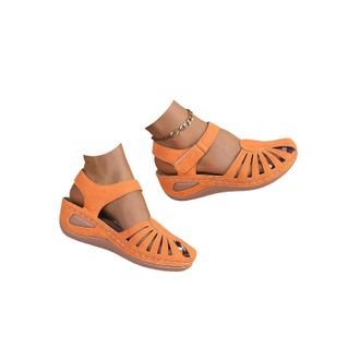 Generic Orthopedic Sandals for Women 2026 Summer Casual Adjustable Straps Low Heel Walking Sandals with Arch Support Comfortable Wedge Ankle Strap Open Toe Wi