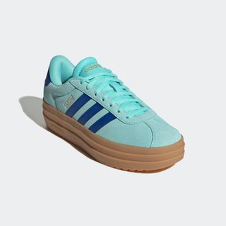 adidas Plateausneaker ADIDAS SPORTSWEAR VL COURT BOLD, Damen, Gr. 40,5, blau (flash aqua, royal blau, gold metallic), Leder, Synthetik, Schuhe Plateausneaker