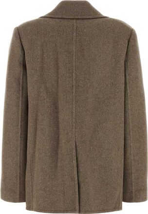 Tory Burch Womens Dove Grey Wool Blend Coat Beige Shell : Cappotti