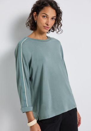 Street One 3/4-Arm-Shirt STREET ONE, Damen, Gr. 40, blau (arona blau), Jersey, Obermaterial: 48% Baumwolle, 48% Modal, 4% Elasthan, unifarben, regular fit normal
