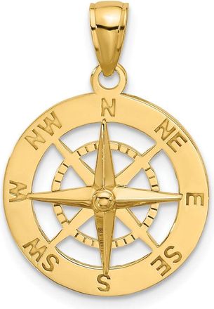 Diamond2Deal 14k Yellow Gold Nautical Compass Charm Pendant
