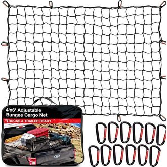 OEM Red De Carga Para Veh&iacute;culos - Tama&ntilde;o Ajustable De 1,2 X 1,8 M A 2,4 X 3,7 M, Malla El&aacute;stica Reforzada, 12 Mosquetones Met&aacute;licos Incluidos, Ideal Para 