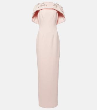 SAFiYAA Embellished caped cr&ecirc;pe gown