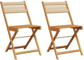vidaXL Vidaxl - Sillas De Bistr&oacute; 2 Uds Madera Maciza De Acacia Y Cuerda Beige