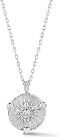 Sphera Milano Cubic Zirconia Compass Medallion Pendant Necklace in Silver at Nordstrom Rack