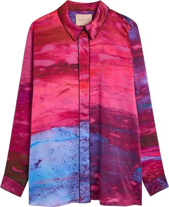 Roksanda Ilincic T-shirt a maniche lunghe con stampa astratta - Rosa