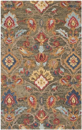 Safavieh Alfombra tradicional de lana verde/multicolor, 183 x 244 cm