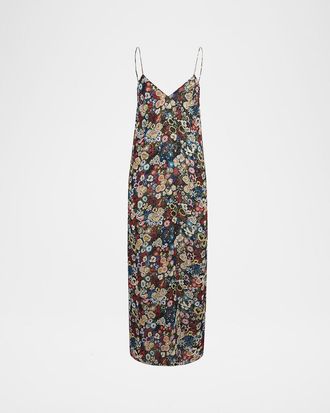 Khaite Taja Floral Silk Chiffon Maxi Slip Dress