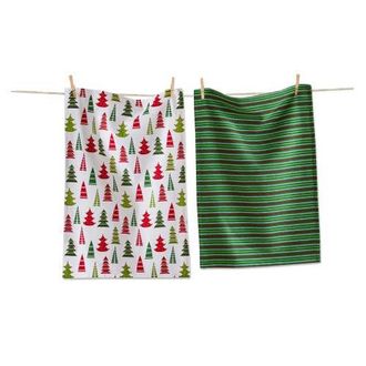 Tag Cheerful Tree Dishtowel Set Green Multi Cotton Kitchen Towels at Nordstrom
