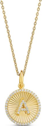 SHYMI Fluted Round Initial Charm Necklace in Gold at Nordstrom