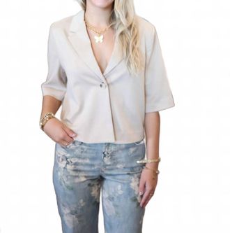 Ichi Melanie Blazer Top In Beige