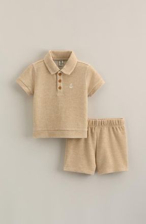 Nordstrom Polo & Shorts Set in Ivory Marl Anchor at Nordstrom, Size 12M