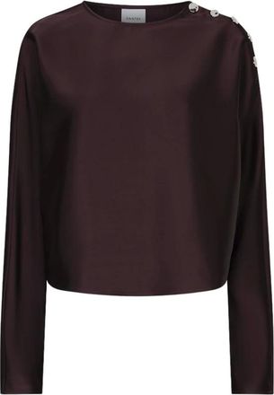 Dante6 Leiva Satijnen Top met Knopen - Dames - Blouses & Shirts - Bruin - Maat: L Satijn