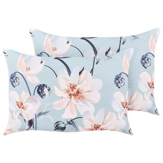 Beliani Beliani - Conjunto De 2 Cojines De Jard&iacute;n Almohada De Exterior 40 X 60 Cm Poli&eacute;ster Estampado Floral Multicolor Apricale