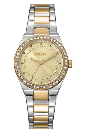 DKNY Essential Glitz Bracelet Watch, 30mm in Champagne at Nordstrom