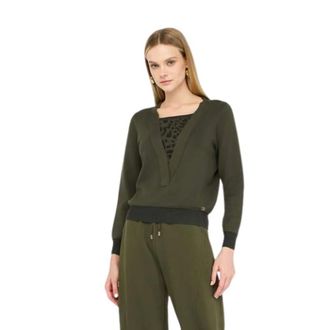 Liu Jo Maglia Chiusa - female - Liu Jo - V-neck Knitwear - Green - 2XL - Knitwear