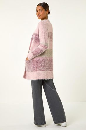 Roman Fluffy Stripe Pocket Cardigan