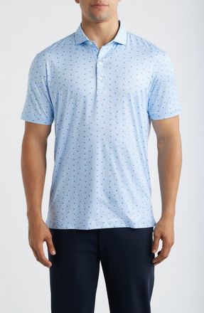 Johnnie-O Backcourt Shuttlecock Print Featherweight Performance Polo in Kona at Nordstrom, Size Xx-Large