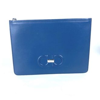 Ferragamo Leather Clutch Bag Pouch (Pre-Owned)