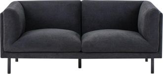 Beliani Sof&aacute; 2 Plazas Tapizado Tela De Poli&eacute;ster Patas De Hierro Negras Muebles Sala De Estar Negro Vorgod