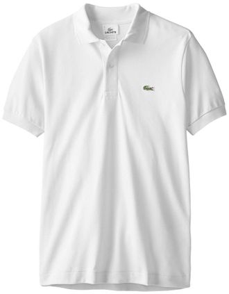 Lacoste Mens Short Sleeve Pique Original Fit Polo Shirt In White