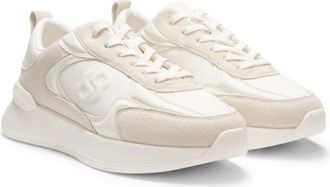 BOSS Suede-trim trainers in faux leather