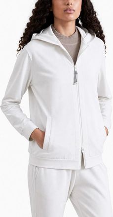 Brunello Cucinelli Womens White Cotton Zip Hoodie, Size XL