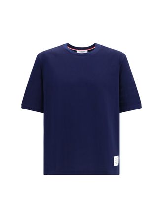 Thom Browne Striped Ribbed Cuffs T-Shirt - Navy