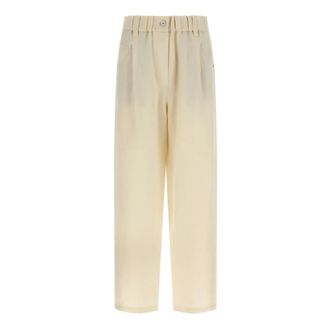 Brunello Cucinelli Dames, Broeken, Wit, Maat: S Linnen