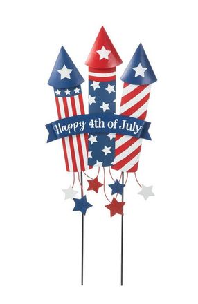 Glitzhome Patriotic Americana Firecracker Yard Stake or Wall Decor in Blue at Nordstrom, Size Medium