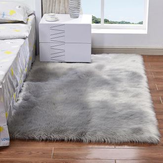 OEM Alfombra Para Dormitorio, Sala De Estar, Mesita De Noche, Uso Dom&eacute;stico, Alfombra De Felpa De Piel Sint&eacute;tica, 6090 Cm (gris)