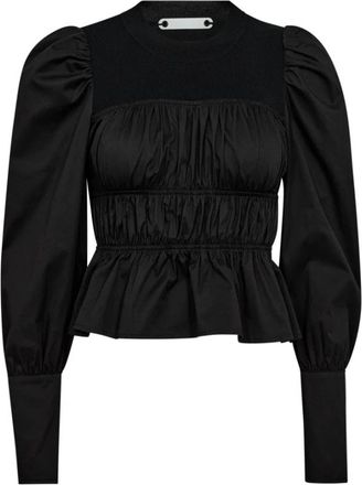 Co'Couture Elegante Zwarte Bustier Blouse - Dames - Blouses - Zwart - S - Katoen - Overhemden