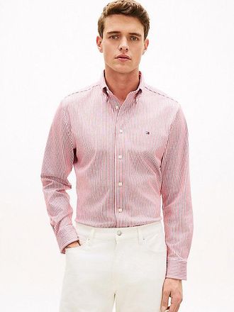 Tommy Hilfiger Performance Regular Fit Pique Stripe Oxford Shirt
