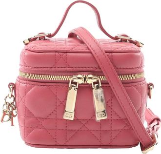 Dior 2021-2025 Micro Lambskin Cannage Lady Dior Vanity Case satchel - Red